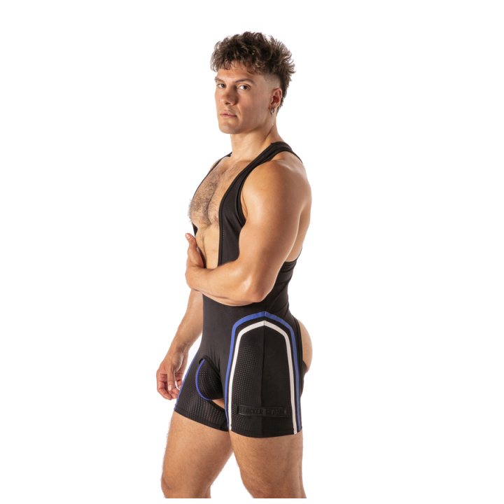 Locker Gear - Piston Chap Singlet Body Masculino Con Escote y Abertura Frontal Azul l
