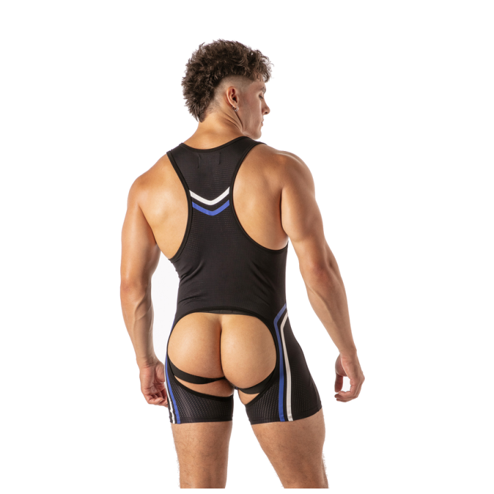 Locker Gear - Piston Chap Singlet Body Masculino Con Escote y Abertura Frontal Azul l