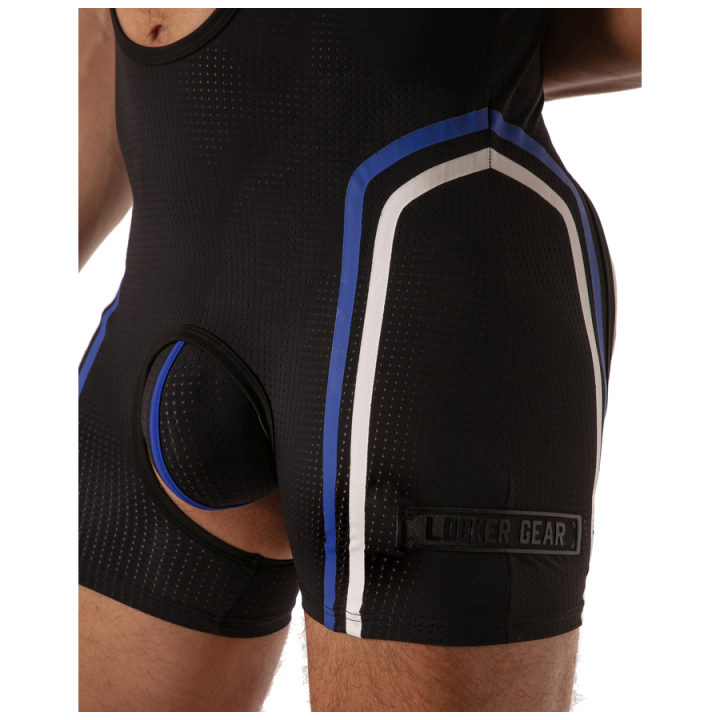 Locker Gear - Piston Chap Singlet Body Masculino Con Escote y Abertura Frontal Azul l