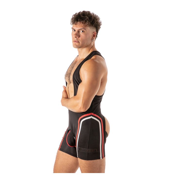 Locker Gear - Piston Chap Singlet Body Masculino Con Escote y Abertura Frontal Rojo s