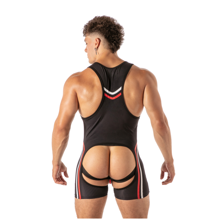Locker Gear - Piston Chap Singlet Body Masculino Con Escote y Abertura Frontal Rojo s