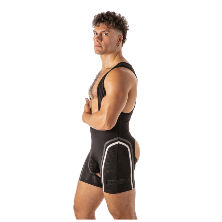 Locker Gear - Piston Chap Singlet Body Masculino Con Escote y Abertura Frontal Negro m