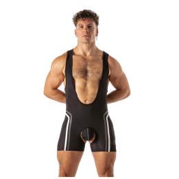 Locker Gear - Piston Chap Singlet Body Masculino Con Escote y Abertura Frontal Negro l