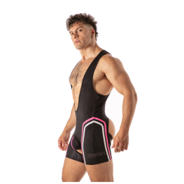 Locker Gear - Piston Chap Singlet Body Masculino Con Escote y Abertura Frontal Rosa Neon s