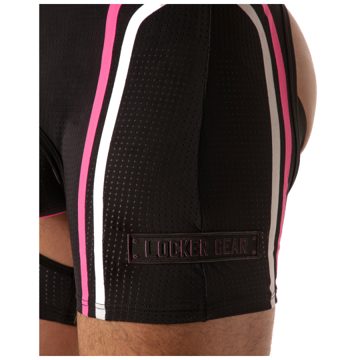 Locker Gear - Piston Chap Singlet Body Masculino Con Escote y Abertura Frontal Rosa Neon s
