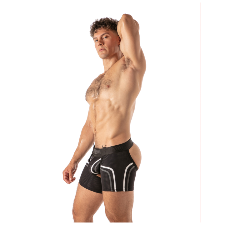 Locker Gear - Piston Short Chap Boxer Masculino Con Abertura Frontal Negro m