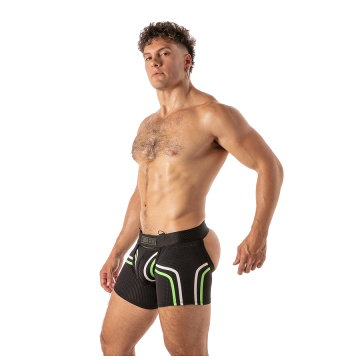 Locker Gear - Piston Short Chap Boxer Masculino Con Abertura Frontal Verde Neon m
