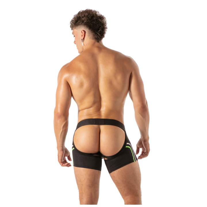 Locker Gear - Piston Short Chap Boxer Masculino Con Abertura Frontal Verde Neon m