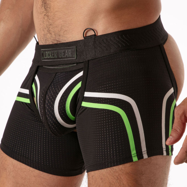 Locker Gear - Piston Short Chap Boxer Masculino Con Abertura Frontal Verde Neon xl