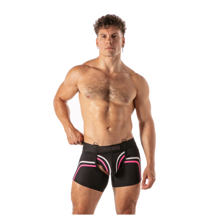 Locker Gear - Piston Short Chap Boxer Masculino Con Abertura Frontal Rosa Neon xl