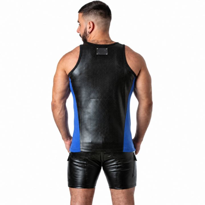 Locker Gear - Punch Hole Leatherette Camiseta de Tirantes Azul l
