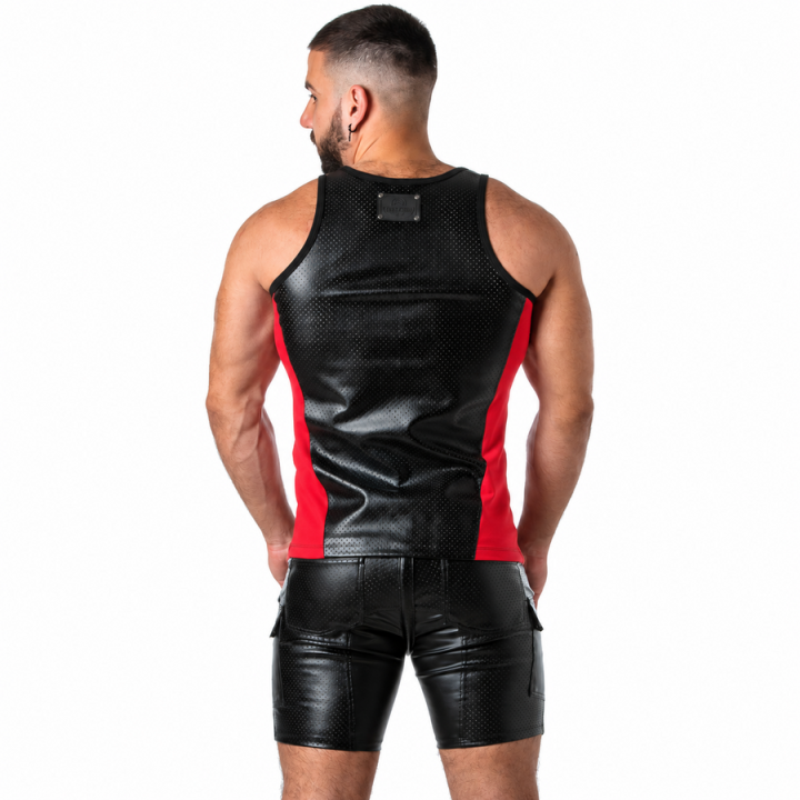 Locker Gear - Punch Hole Leatherette Camiseta de Tirantes Rojo m
