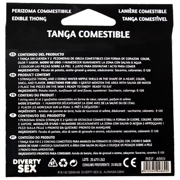 Hotflowers - Perizoma in Wafer e 2 Copricette Per Ragazza Gusto Fragola /es/pt/en/fr/it/