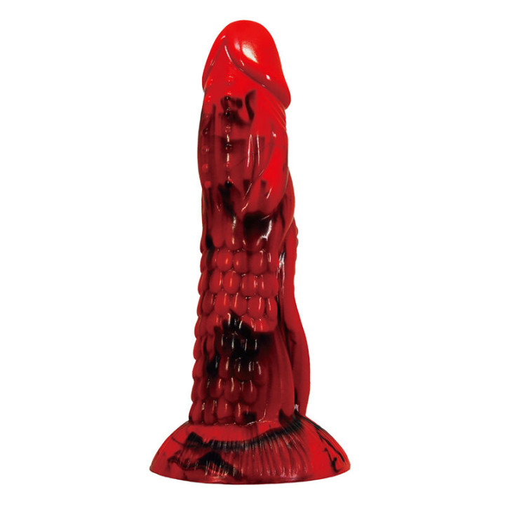 Power Monsters - Dildo Fantasy Minotauro Con Ventosa 21 cm ø 5 cm Rosso e Nero