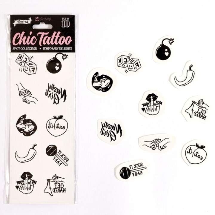 Secret Play - Set de 10 Tattoos Temporales Spicy Collection
