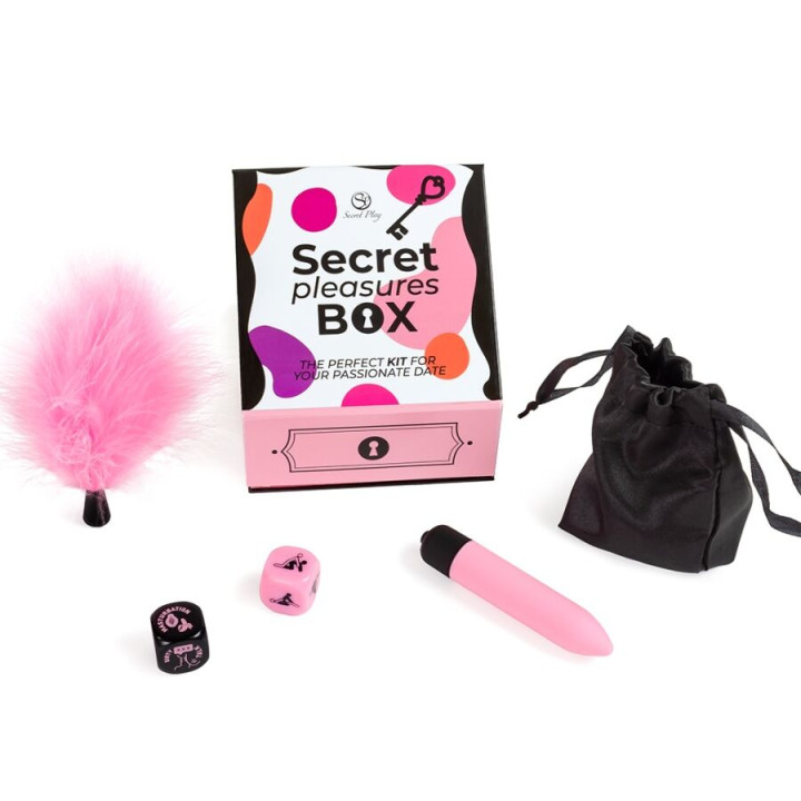 Secret Play - Pleasures Box For Couples: Dice + Vibrating Bullet + Feather Pen