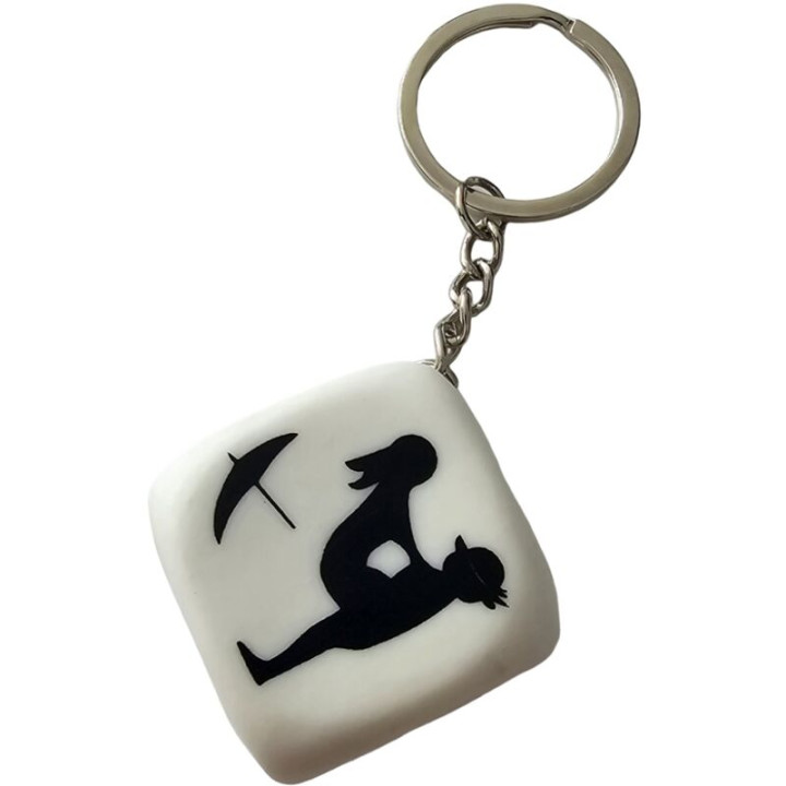 Diablo Picante - Chaveiro Dado Branco Com Poses
