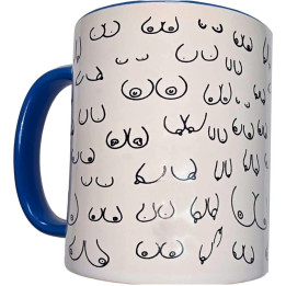 Diablo Picante - Caneca Peitos Brancos Com Alça Azul 370 ml