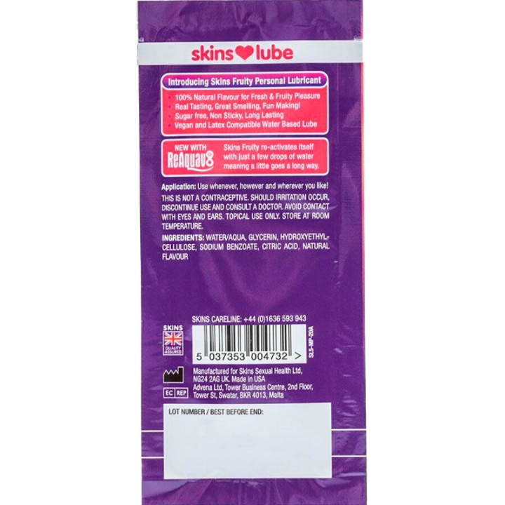 Skins - Lubrificante Fruttato a Base d'Acqua Mango e Frutto Della Passione Monodose 5 ml