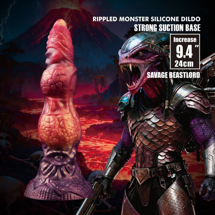 Power Monsters - Savage Beastlord Tricolor Fantasy Godemichet en Silicone 24 cm ø 5 cm