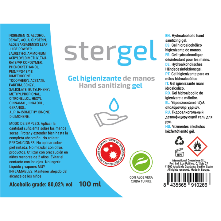 Stergel - Hydroalkoholisches Händesanitisierungsgel Aloe Vera 100ml