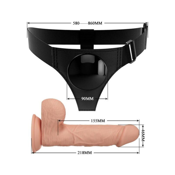 Pretty Love - Slip Harnais Harnais Universel Avec Gode Jerry 21,8 cm Naturel