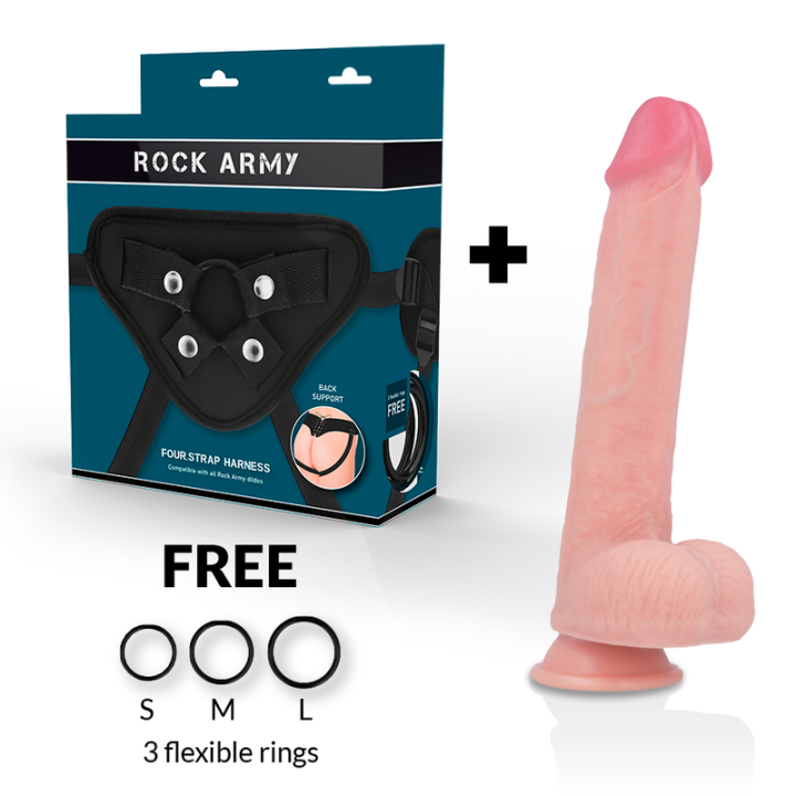 Rockarmy - Arnés + Liquid Silicone Dildo Premium Kingcobra 24 cm -o- 4.77 cm