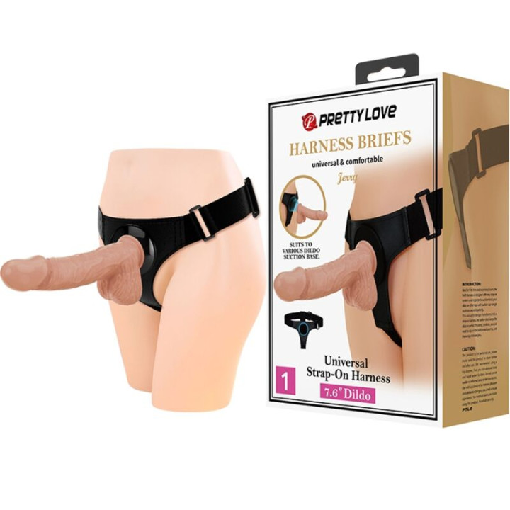 Pretty Love - Arnês Cuecas Arnês Universal Com Dildo Jerry 21.8 cm Natural