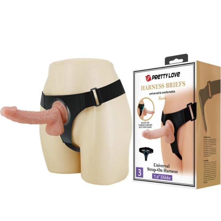 Pretty Love - Harness Briefs Universal Harness With Dildo Kevin 19 cm Natural