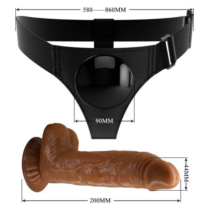 Pretty Love - Harness Briefs Universal Harness With Dildo Micheal 20 cm Black