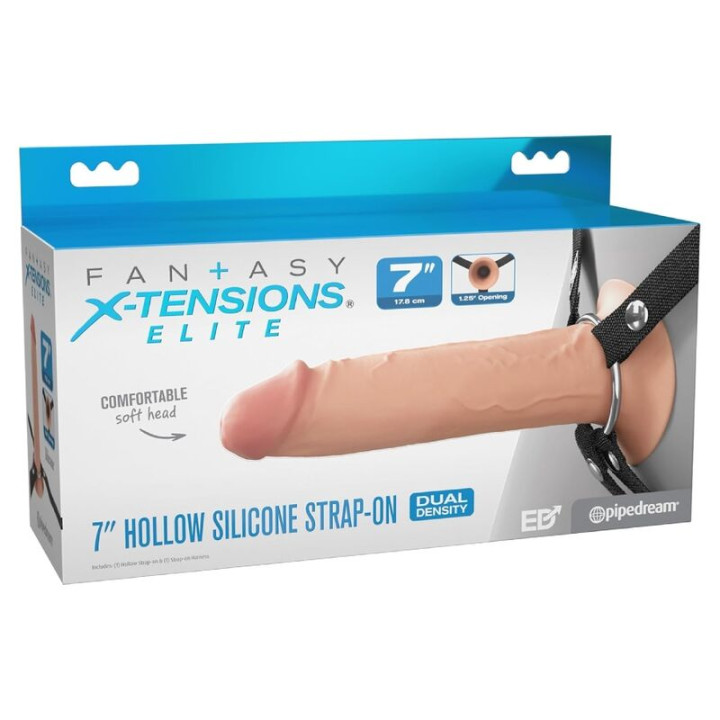 Fantasy x-Tensions Elite - Strap-on en Silicone Creux de 17,8 cm