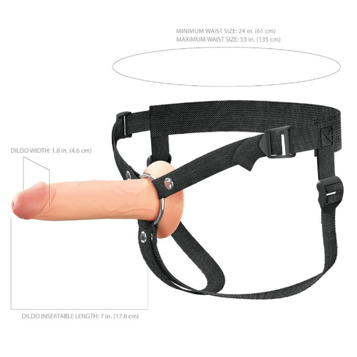 Fantasy x-Tensions Elite - Arnés Con Dildo Hueco de Silicona 17,8 cm