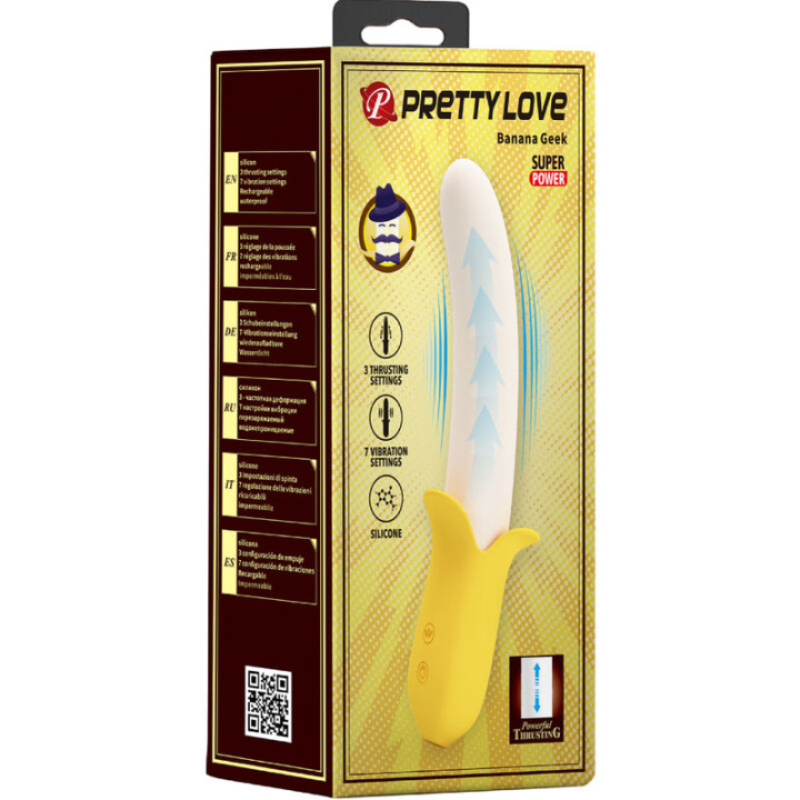 Pretty Love - Banana Geek Super Power 7 Vibrations up&Down Silicone Black