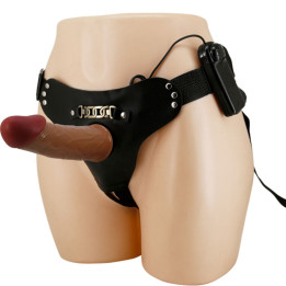 Pretty Love - Starks Slip Harnais Dildo Vibrant Multi-Vitesses 17,5 cm Marron Clair