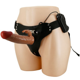 Pretty Love - Marion Harnais Slip Universel Avec Dildo Vibrant 19 cm Marron