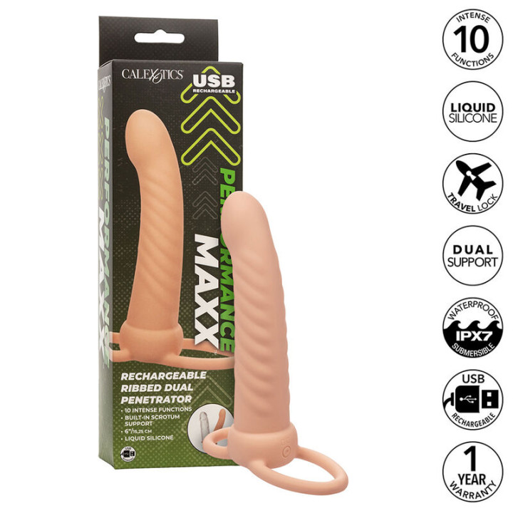 Calexotics - Maxx Ribbed Dual Penetrator 10 Wibracji Miesnych
