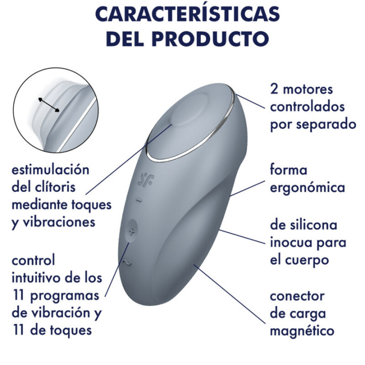 Satisfyer - Tap & Climax 1 Vibrador Lay-on Cinza