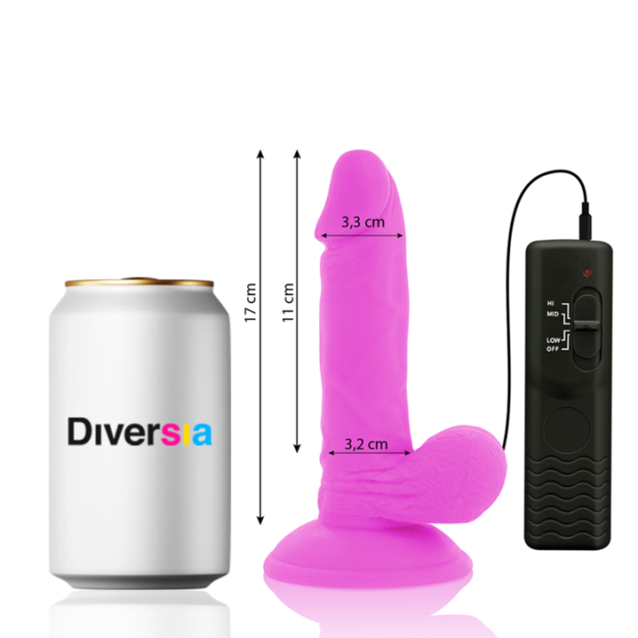 Diversia - Flexible Vibrating Dildo Purple 17 cm -o- 3.3 cm