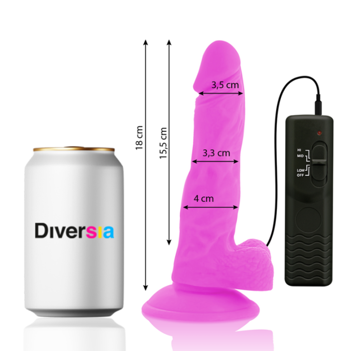 Diversia - Flexible Vibrating Dildo Purple 18 cm -o- 4 cm