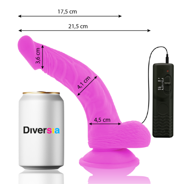 Diversia - Dildo Vibrant Flexible Violet 21.5 cm -o- 4.5 cm