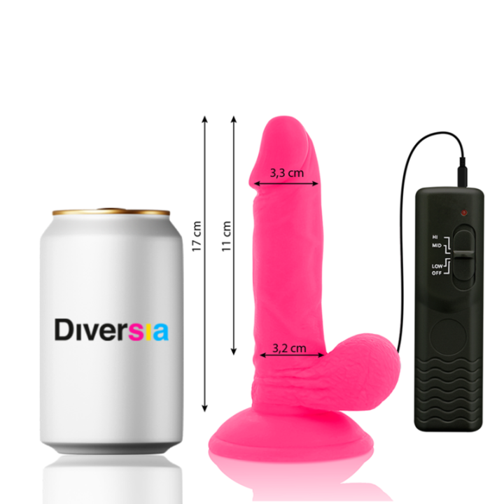 Diversia - Dildo Realístico Flexible Con Vibración Rosa 17 cm -o- 3.3 cm