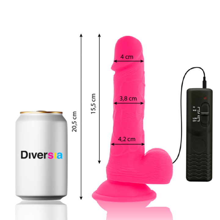 Diversia - Flexible Vibrating Dildo Pink 20.5 cm -o- 4.2 cm