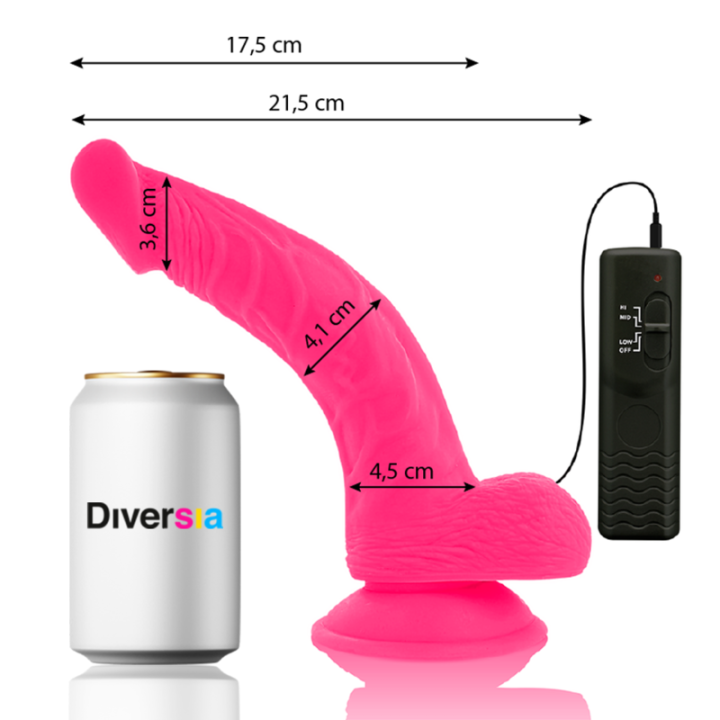 Diversia - Flexible Vibrating Dildo Pink 21.5 cm -o- 4.5 cm