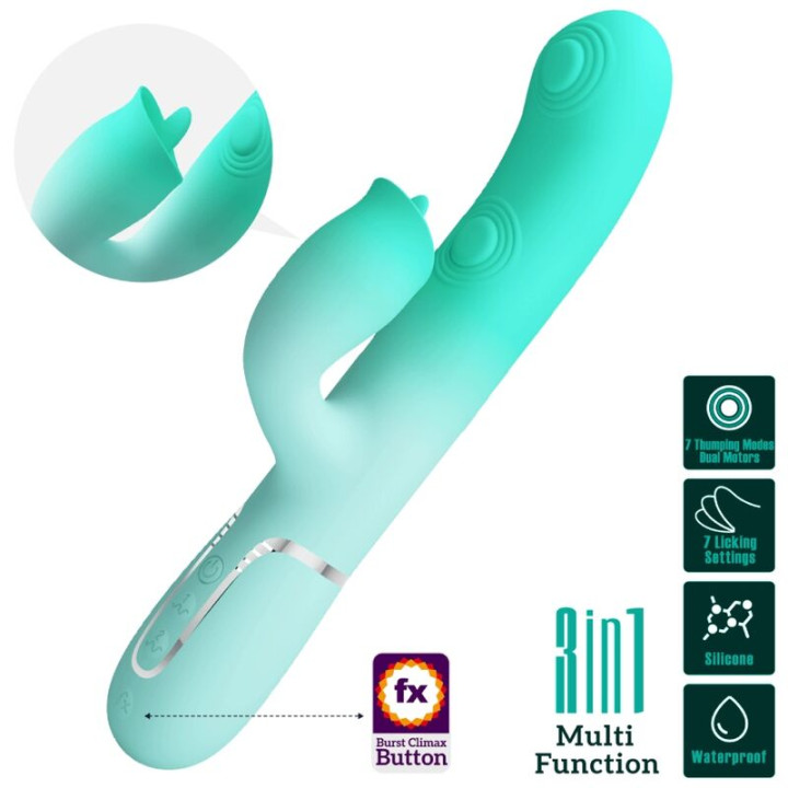 Pretty Love - Gigi Multifuncional Coelho Vibrador Aqua Verde