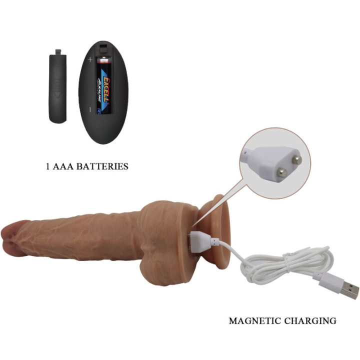 Pretty Love - Jonathan Silicone Dildo 3 Vibrations + 3 Insertion Measurements Remote Control 21 cm