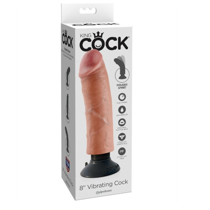 King Cock - Dildo Vibrador 20.32 cm Natural