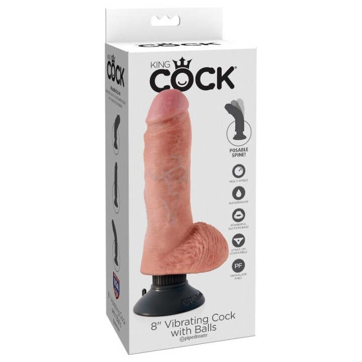 King Cock - Gode Vibrant Avec Testicules 20.3 cm Naturel