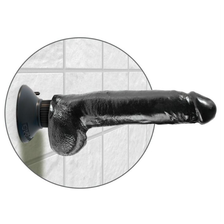 King Cock - 23 cm Vibrating Cock With Balls Black