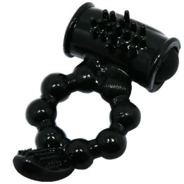 Baile - Capa Para Pénis Brave Man Com Estimulação Clitórica e Anal Dupla Bala Preta 16.5 cm