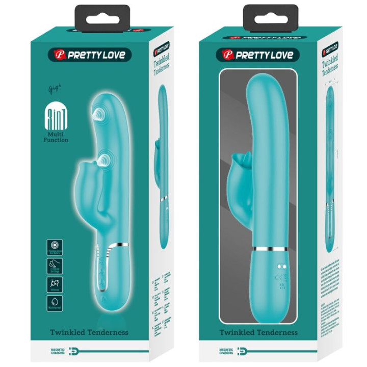 Bonito Amor - Vibrador de Coelho Com Lambida Aqua Verde